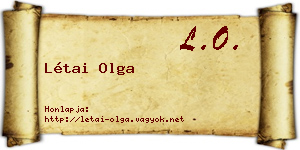 Létai Olga névjegykártya